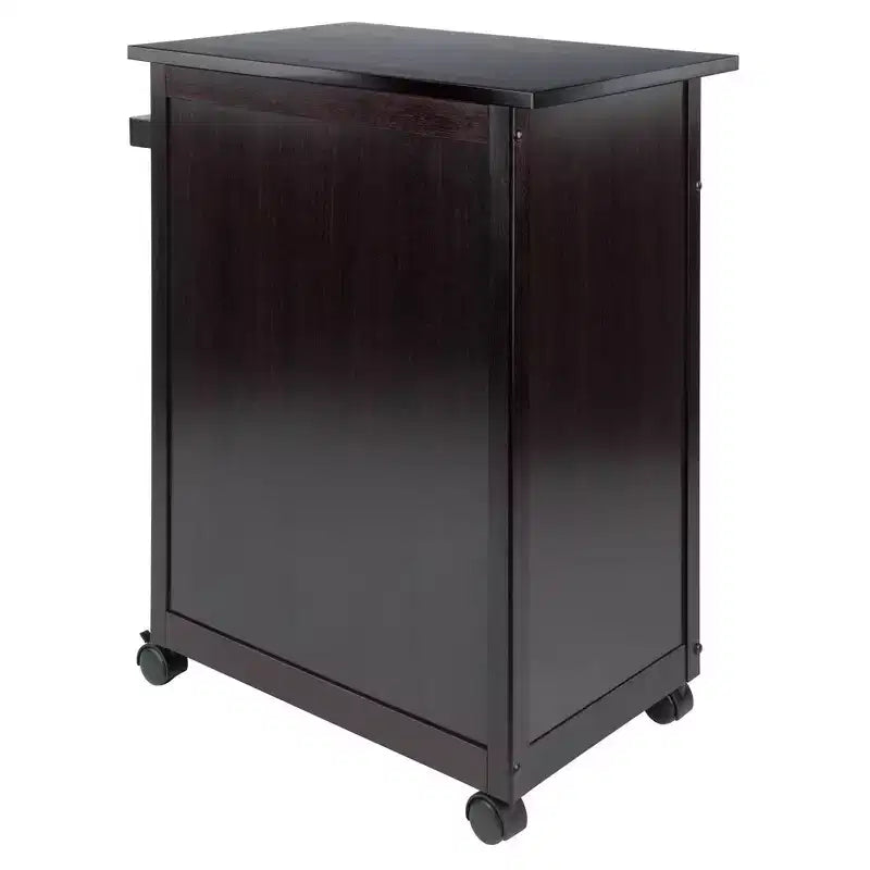 Carrello da Cucina in Legno con Mobiletto, Cassetto e Ruote Bloccabili, Finitura Caffè
