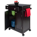 Carrello da Cucina in Legno con Mobiletto, Cassetto e Ruote Bloccabili, Finitura Caffè