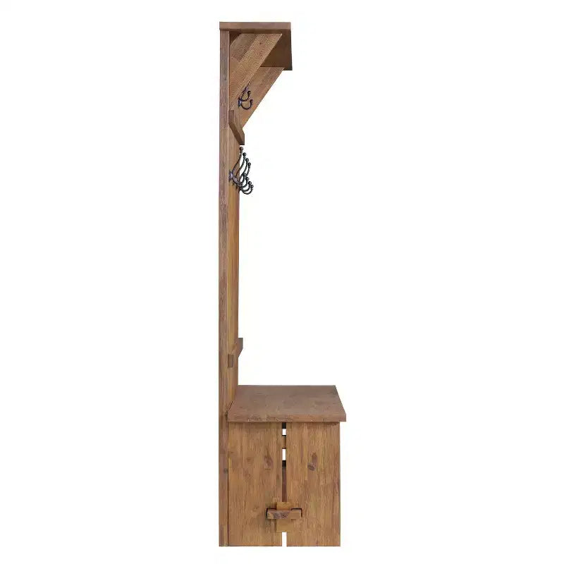 Albero appendiabiti da ingresso in legno di mango da 70 pollici con 7 ganci, finitura Driftwood