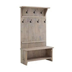 Albero appendiabiti da ingresso in legno di mango da 70 pollici con 7 ganci, finitura Driftwood