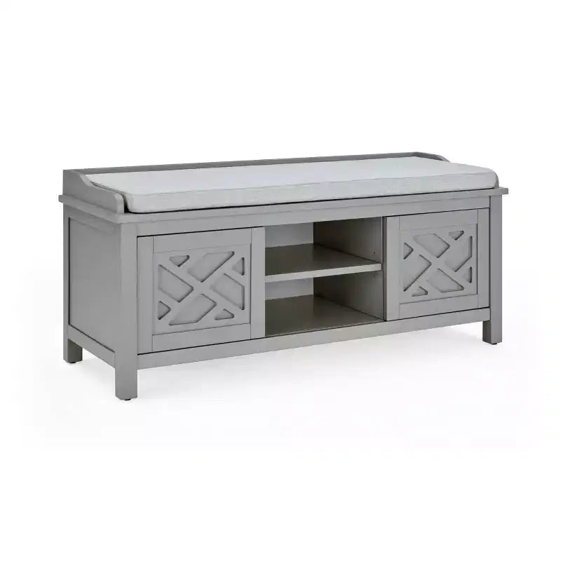 Panca Contenitore in Legno da 45 Pollici con Cuscino Removibile, 2 Posti, Capacità 136 kg